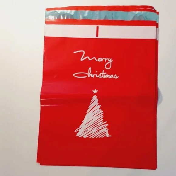 30 Poly Mailers/shipping Bags/ 30 Thank you Stickers - Merry Xmas & plain white - Picture 2 of 3